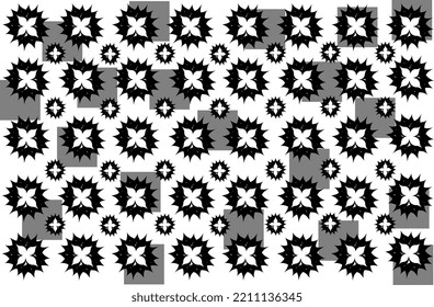 Das Muster der schwarzen Blume blühte und es gab einen kleinen grauen Quadrat als Hintergrundmuster