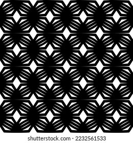 Patrón de flores negras, patrón geométrico, patrón blanco y negro, diseñado de forma clásica para diseñadores de moda, decoración del hogar, tela repetida sin fisuras