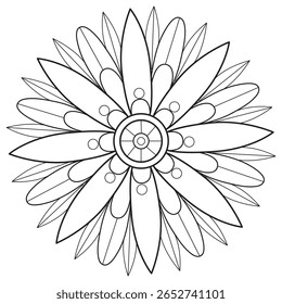 Black flower pattern hand drawn for adult coloring book