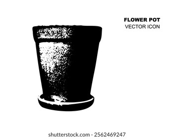 Black Flower Pot, Flowerpot Icon, Ceramic Pottery, Clay Handicraft, Garden Vase Design, Decorative Flower Pot Vector Illustration