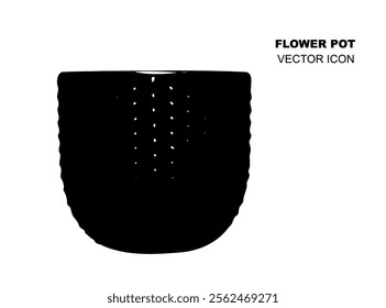 Black Flower Pot, Flowerpot Icon, Ceramic Pottery, Clay Handicraft, Garden Vase Design, Decorative Flower Pot Vector Illustration