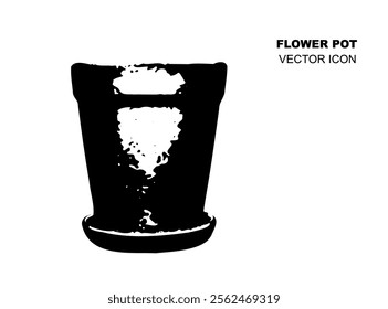 Black Flower Pot, Flowerpot Icon, Ceramic Pottery, Clay Handicraft, Garden Vase Design, Decorative Flower Pot Vector Illustration