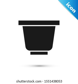 Black Flower pot icon isolated on white background.  Vector Illustration