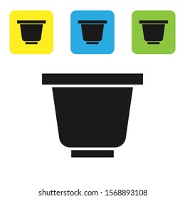 Black Flower pot icon isolated on white background. Set icons colorful square buttons. Vector Illustration
