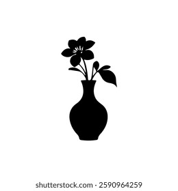 Black Flower pot silhouette vector illustration on white background
