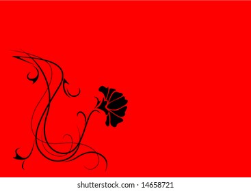 black flower in red