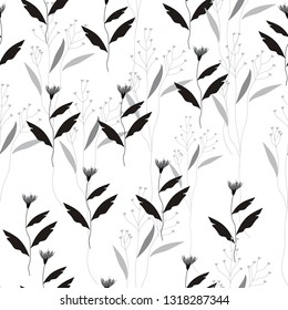 black flower seamless flowers pattern. Delicate petals and vibrant blossoms create an artistic and vintage botanical illustration. Perfect for wallpaper, fabric, wrapping paper and more.