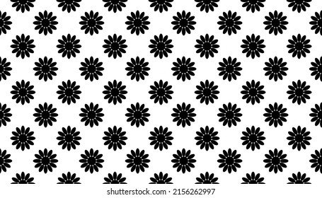 Schwarze Blume Nahtlose Muster auf weißem Hintergrund.
