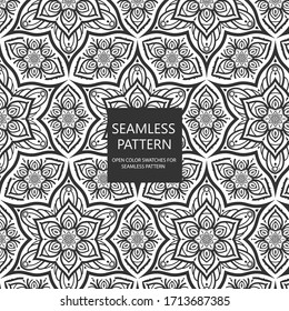 black flower seamless pattern ornament