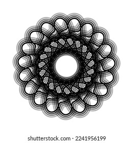 Black flower shape Spirograph icon. Vector illustration.