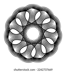 Black flower shape Spirograph icon. Vector illustration.