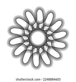 Black flower shape Spirograph icon. Vector illustration.
