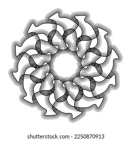 Black flower shape Spirograph icon. Vector illustration.