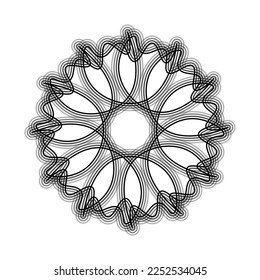 Black flower shape Spirograph icon. Vector illustration.