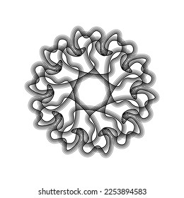Black flower shape Spirograph icon. Vector illustration.