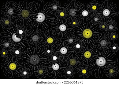 black flower silhouettes in background 