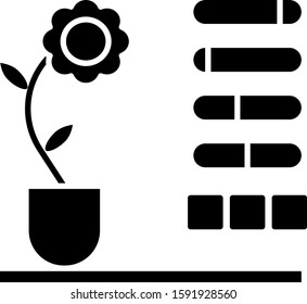 Black Flower status icon isolated on white background.  Vector Illustration