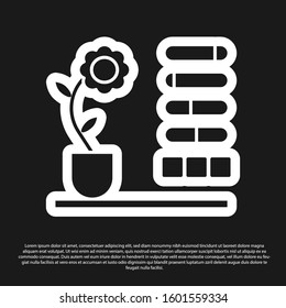 Black Flower status icon isolated on black background.  Vector Illustration