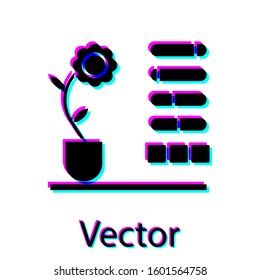 Black Flower status icon isolated on white background.  Vector Illustration