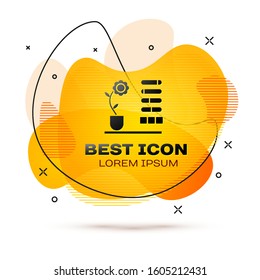 Black Flower status icon isolated on white background. Abstract banner with liquid shapes. Vector Illustration