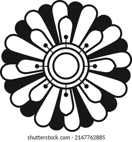 Black flower symbol. Botany emblem. Plant icon