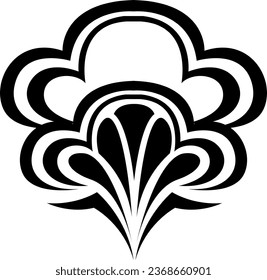 Black flower tattoo, tattoo illustration, vector on a white background.