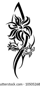Black flower tribal tattoo