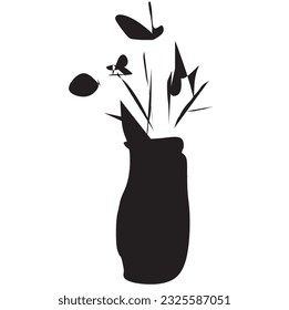 Black Flower Vector on White Background