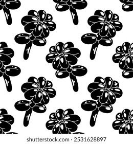 Globos de flores negras. Patrón inconsútil para la tela, papel de embalaje, materia textil