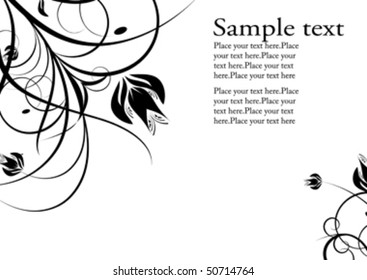 black flowers  decoration with place for text