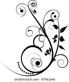 black flowers design isolated on white