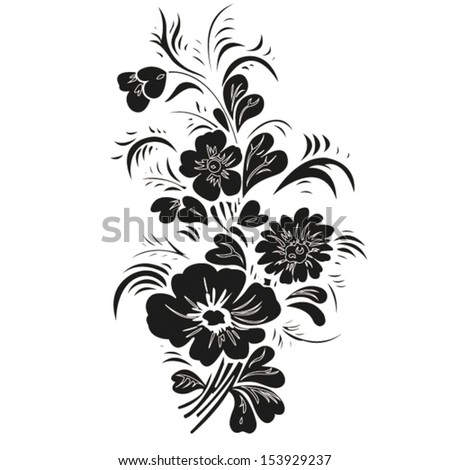 Black Flowers Floral Design Element Vector Stock Vector (Royalty Free