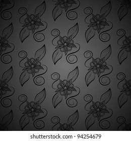 black flowers on a dark background,repeating floral pattern