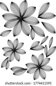 Black flowers on a white background.