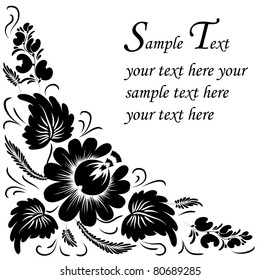Black flowers on a white background - in the style of hand-painted. Basic elements are grouped.
