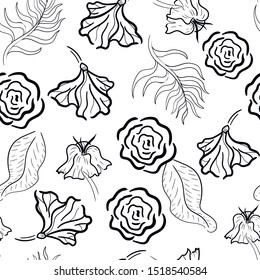 Black flowers seamless pattern. Concept for print, web design, cards, textile