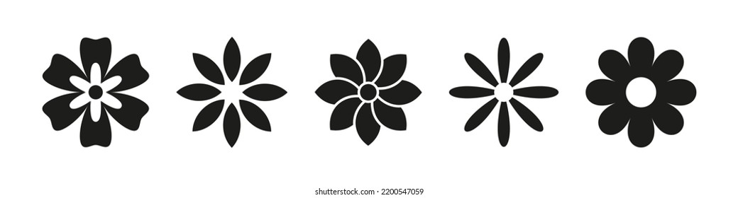 Black flowers vector file, flowers clipart, hippie groovy flowers