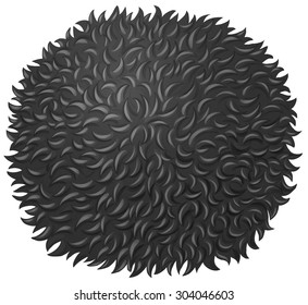 Black fluffy ball on white illustration