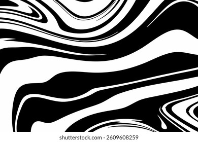 Black fluid wavy abstract lines background. Design illustration for decoration, wall decor, wallpaper, cover, banner.