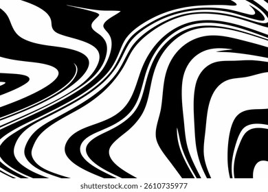Black fluid wavy abstract lines background. Design illustration for decoration, wall decor, wallpaper, cover, banner.