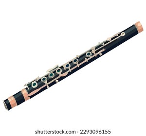 Black flute illustration over white