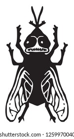 black fly on white background
