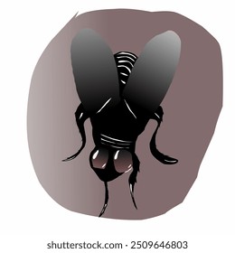 Black fly vector illustration with simple concept that is in a bright brown place