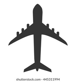 black flying airplane design front view over isolated background,vector illustration