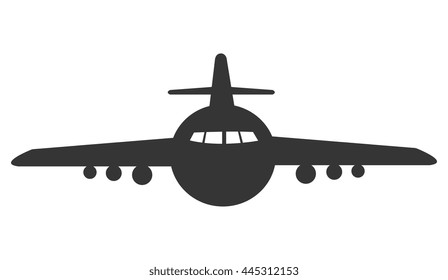 black flying airplane design front view over isolated background,vector illustration