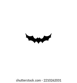 Black flying bat icon for halloween designs.