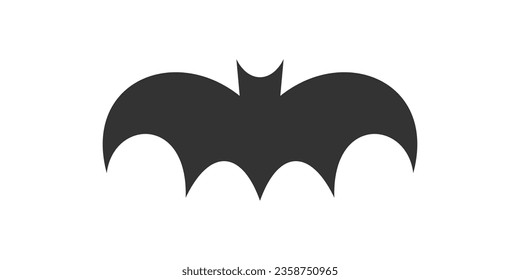 Black flying bat silhouette Halloween scary wild animal minimalist icon vector flat illustration. Evil flight vampire wildlife winged gothic character traditional autumn holiday fear symbol isolated