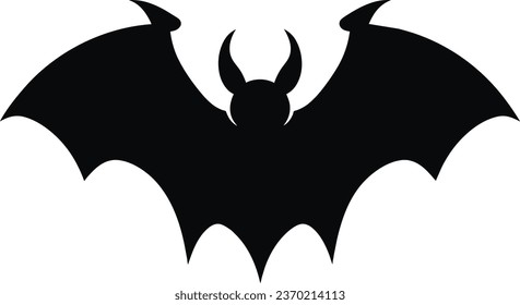 Black flying bat silhouette shape with sharp points and outstretched wings, with distressed grunge texture