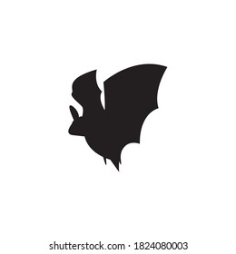 Black flying bat, vector illustration