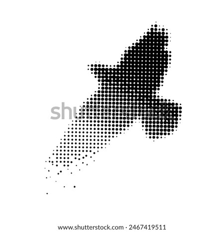 Black flying bird of dots. Vector illustration . Freedom concept. For print,t-shirts, tattoo. A symbol of peace . Liberty symbol.